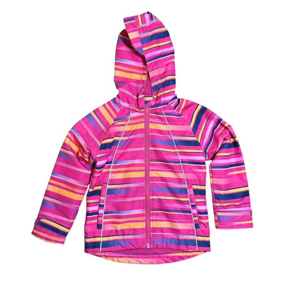 Hiheart Girls Hooded Fleece Lined Jacket Pink Striped Zip Up Size 6T